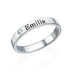 Stackable Name Ring in Silver with Diamond product photo