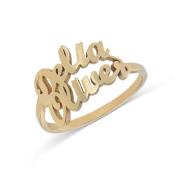 Script Double Name Ring in 18K Gold Plating product photo