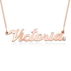 Personalized Classic Name Necklace in Rose Gold Plated with Diamond product photo