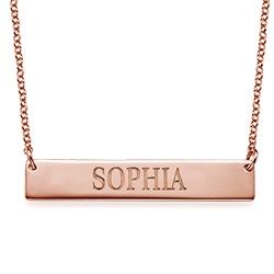 18k Plated Rose Gold Bar Necklace with Engraving product photo