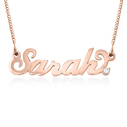 Small Rose Gold Carrie Name Necklace with Diamond product photo