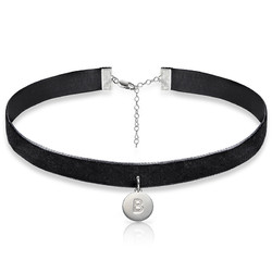 Velvet Choker Necklace with Initial Charm product photo