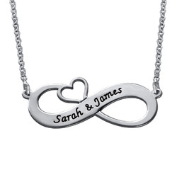 Engraved Infinity Necklace with Cut Out Heart product photo