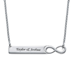 Infinity Bar Necklace with Engraving - Sterling Silver product photo