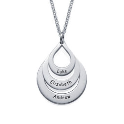 Engraved Family Necklace Drop Shaped in 940 Premium Silver product photo