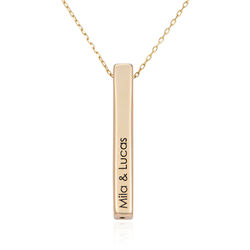 Personalized Vertical 3D Bar Necklace in 10K Gold product photo