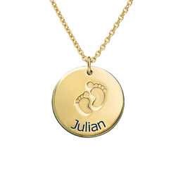 Baby Name Necklace with Footprints - Gold Plated product photo