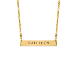 Tiny Engraved Bar Necklace in 18k Gold Plating product photo