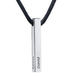 Engraved 3D Bar Name Necklace for Men in Sterling Silver product photo