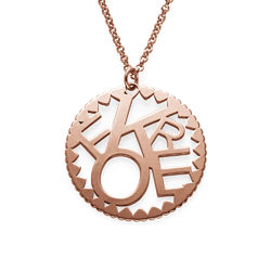 Multi Initials Circle Necklace in Rose Gold Plating product photo