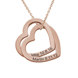 Interlocking Hearts Necklace with 18K Rose Gold Plating product photo