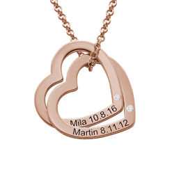 Diamond Interlocking Hearts Necklace in Rose Gold Plated product photo