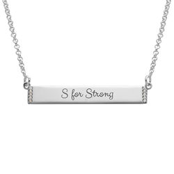 Inspirational Bar Necklace with Cubic Zirconia in Sterling Silver product photo