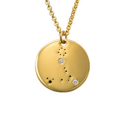 Pisces Constellation Necklace with Diamonds in Gold Plating product photo