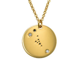 Taurus Constellation Necklace with Diamonds in Gold Plating product photo