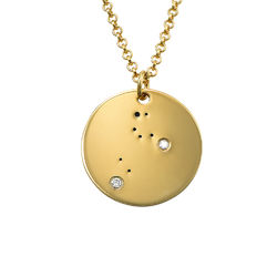 Leo Constellation Necklace with Diamonds in Gold Plating product photo