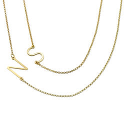 Two Sideways Initial Necklaces in 18k Gold Plating product photo