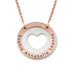 Circle Heart Necklace in Silver and Rose Gold Plating product photo