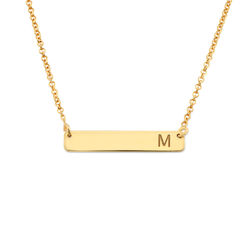 Horizontal Bar Necklace with Initial in Gold Plating product photo