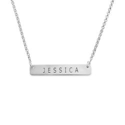 Nameplate Bar Necklace in Silver product photo