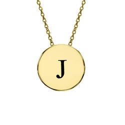 Initial Thick Disc Necklace in Gold Plating product photo