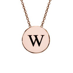 Initial Thick Disc Necklace in Rose Gold Plating product photo