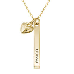 Engraved Bar Necklace for Girls in 10K Yellow Gold product photo