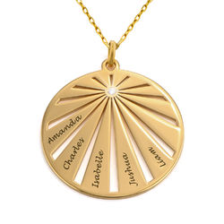 Engraved Circle Family Necklace with Diamond in 10k Gold product photo