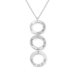 Personalized Vertical Hanging 3 Circles Necklace in Sterling Silver product photo