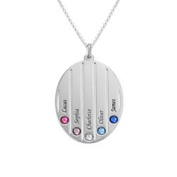Engraved Family Necklace with Birthstones in Sterling Silver product photo