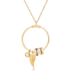 Linda Circle Pendant Necklace in 10k Yellow Gold with 0.10 ct Diamond product photo