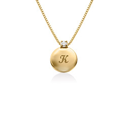 Small Circle Initial Necklace with Diamond in Gold Vermeil product photo