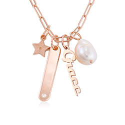 Siena Chain Bar Necklace in 18k Rose Gold Plating product photo