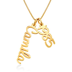 Vertical Name Necklace in Cursive in Gold Plated product photo
