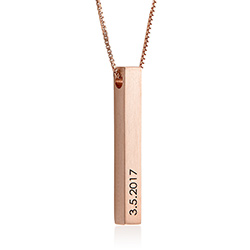 Custom 3D Bar Necklace Matte - Rose Gold Plated product photo