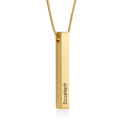 Custom 3D Bar Necklace Matte in Gold Vermeil product photo