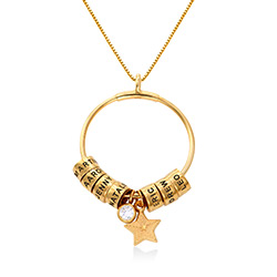 Large Linda Circle Pendant Necklace in Gold Vermeil with 0.10 ct product photo