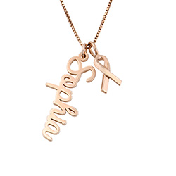 Breast Cancer Awareness Name Necklace in Rose Gold Plated product photo