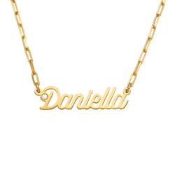 Paperclip Script Name Necklace with Diamond in 18k Gold Plating product photo