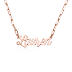 Paperclip Script Name Necklace with Diamond in 18k Rose Gold Plating product photo