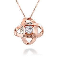Engraved Eternal Necklace with Cubic Zirconia in Rose Gold Plating product photo