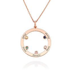 The Family Circle Necklace with Birthstones in Rose Gold Plating product photo