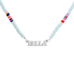 Pastel Sky Bead Name Necklace in Sterling Silver product photo