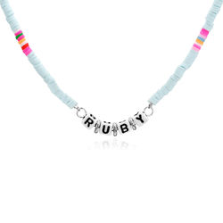 Tidal Wave Beaded Name Necklace in Sterling Silver product photo
