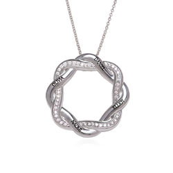 Custom Twist Flower Necklace with Zirconia in Sterling Silver product photo