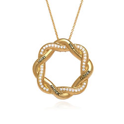 Custom Twist Flower Necklace with Zirconia in 18k Gold Plating product photo