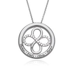 Double Infinity Circle Necklace with Zirconia in Sterling Silver product photo