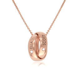 Duo Diamond Trinity Necklace in 18k Rose Gold Plating product photo
