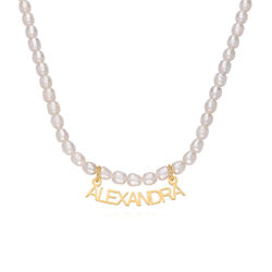Chiara Pearl Name Necklace in 18k Gold Plating product photo