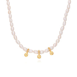 Julia Pearl Initial Necklace in 18k Gold Plating product photo
